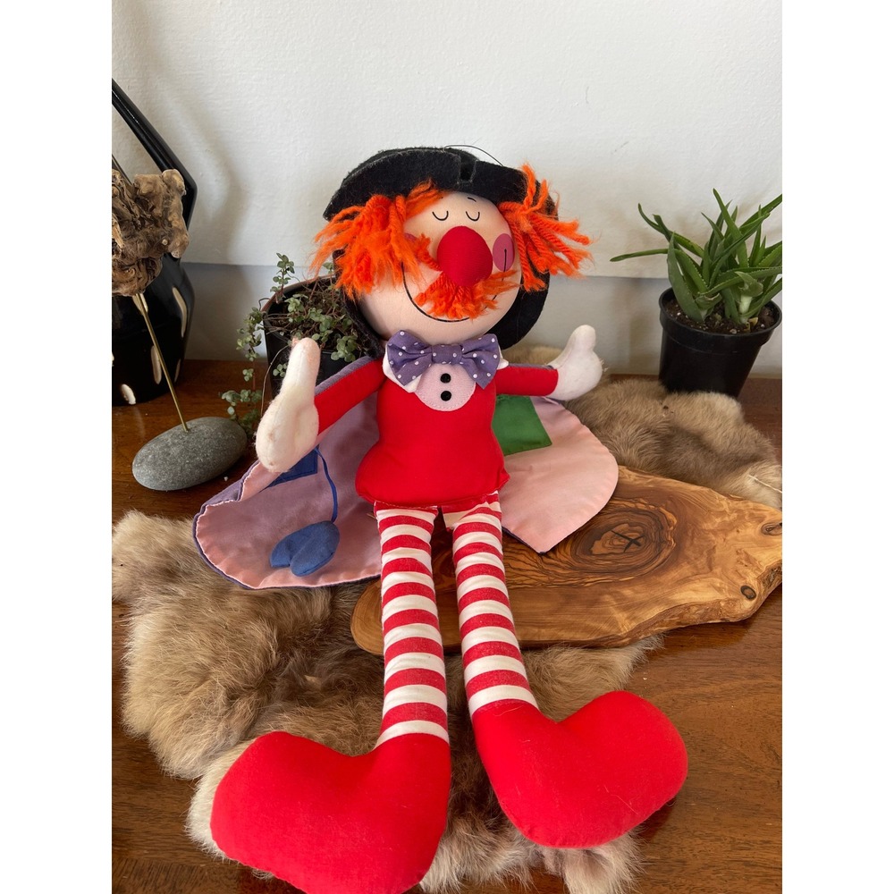 80s Applause Pockets Clown 16" stuffed activity circus preschool Wallace Berrie